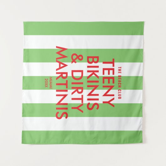 Teeny Bikinis & Dirty Martinis Beach Club Streepde Wandkleed (Voorkant (horizontaal))