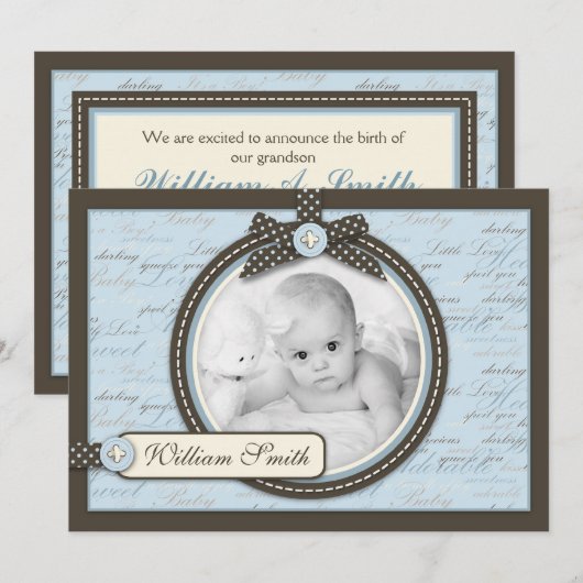 Teeny Toes BLU-aankondigingskaart Aankondiging (Voorkant / Achterkant)