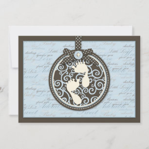 Teeny Toes BLU-uitnodigingskaart Kaart