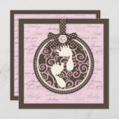 Teeny Toes PNK Invitation Square Kaart (Voorkant / Achterkant)