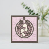 Teeny Toes PNK Invitation Square Kaart (Staand voorkant)