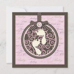 Teeny Toes PNK Invitation Square Kaart