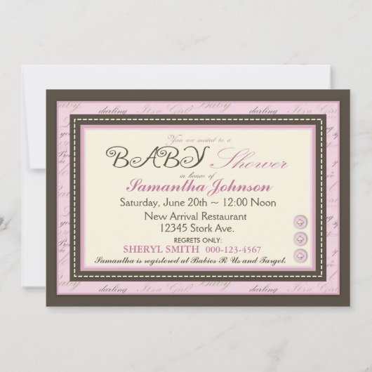 Teeny Toes PNK-uitnodiging Kaart (Achterkant)