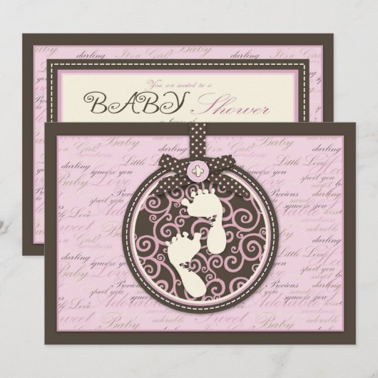 Teeny Toes PNK-uitnodiging Kaart (Voorkant / Achterkant)