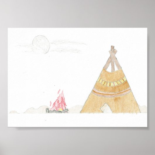 Teepee - 5x7 Poster afdrukken (Voorkant)