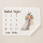 Teepee Boho Maandelijkse Mijlpaal Sherpa Deken (Voorkant (horizontaal))