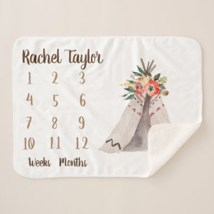 Teepee Boho Maandelijkse Mijlpaal Sherpa Deken