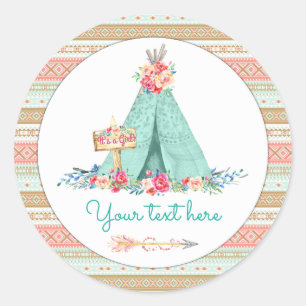 TeePee Boho Stam TeePee Favor Cadeau Bedankt Ronde Sticker