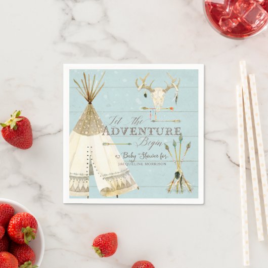 Teepee Boho Tribal Deer Arrows Boy Baby shower Servetten (Insitu)