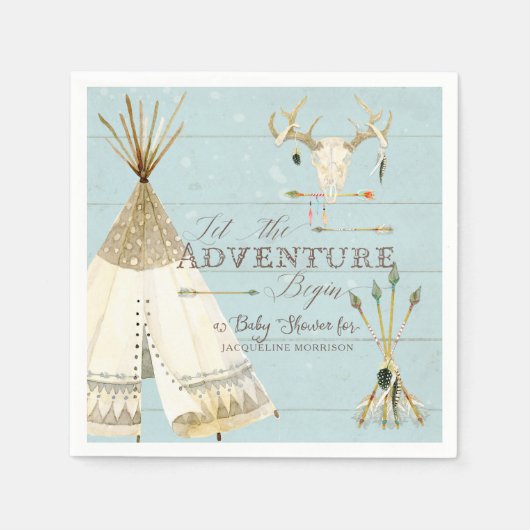Teepee Boho Tribal Deer Arrows Boy Baby shower Servetten (Voorkant)