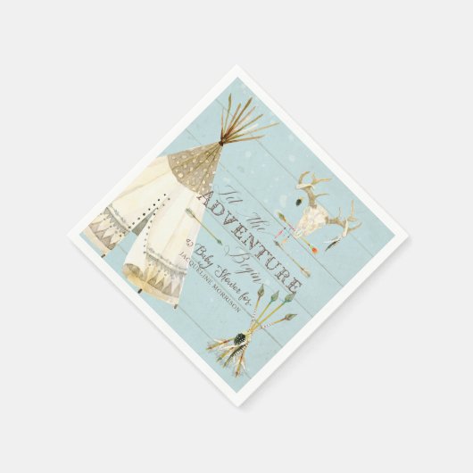 Teepee Boho Tribal Deer Arrows Boy Baby shower Servetten (Hoek)