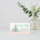 Teepee Diaper Raffle Tickets Informatiekaartje (Staand voorkant)