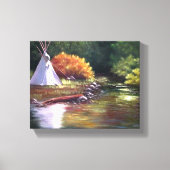 TeePee door de rivier Canvas Afdruk (Voorkant)