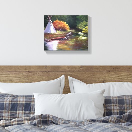 TeePee door de rivier Canvas Afdruk (Insitu (Slaapkamer))