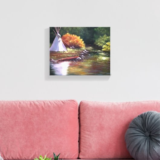 TeePee door de rivier Canvas Afdruk (Insitu (Woonkamer))