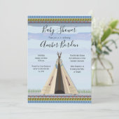 TeePee Dreamweaver Tribal Theme Boy Baby shower Kaart (Staand voorkant)