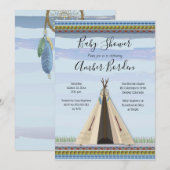 TeePee Dreamweaver Tribal Theme Boy Baby shower Kaart (Voorkant / Achterkant)