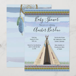 TeePee Dreamweaver Tribal Theme Boy Baby shower Kaart