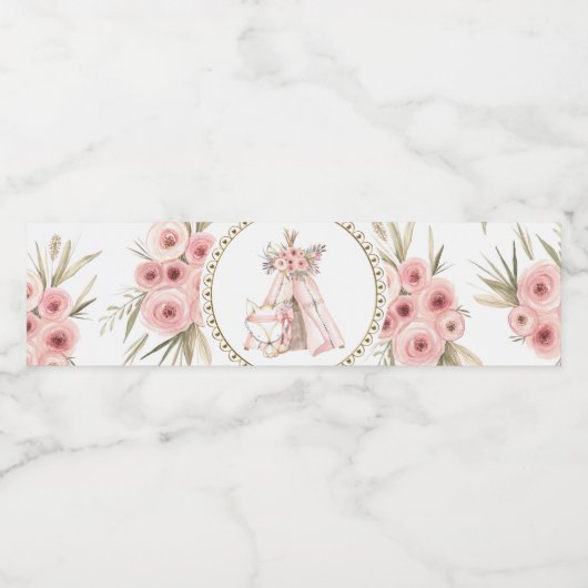 TeePee Fox Baby shower Waterflesetiketten Waterfles Etiket (Enkel label)