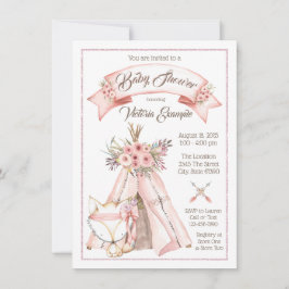 TeePee Fox Girl Tribal Baby Shower Uitnodigingen