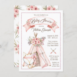 TeePee Fox Girl Tribal Baby Shower Uitnodigingen