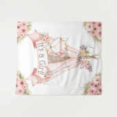 Teepee Fox Tribal Baby shower Achtergrond Wandkleed (Voorkant (horizontaal))