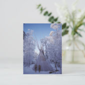 Teepee in de winter briefkaart (Staand voorkant)