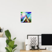 Teepee inkt en water kunst poster (Thuiskantoor)