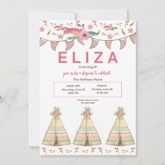 Teepee-logeerpartij Kaart (Voorkant)