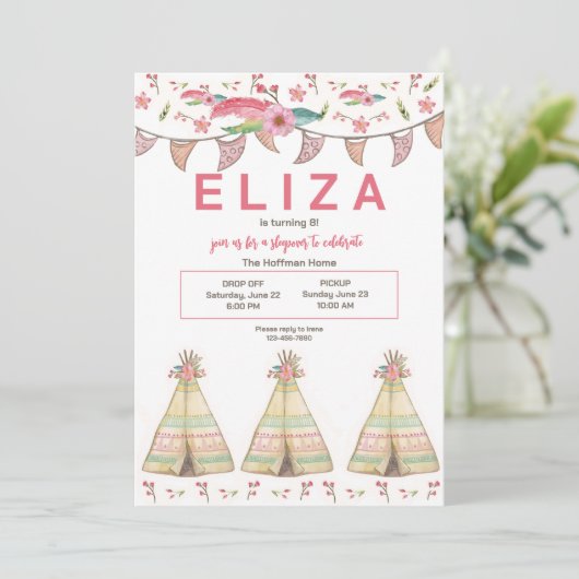 Teepee-logeerpartij Kaart (Staand voorkant)