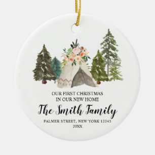 Teepee Ons 1e kerstfeest in ons nieuwe huis orname Keramisch Ornament