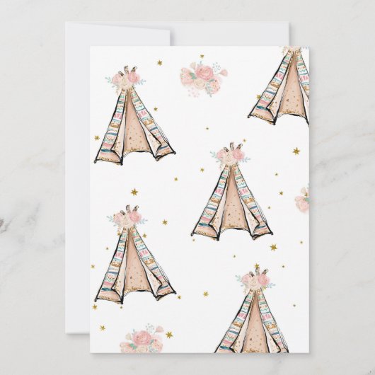 Teepee Pink Floral Fox Baby shower Uitnodiging (Achterkant)
