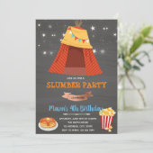 Teepee slaapfeest jongens uitnodiging (Staand voorkant)