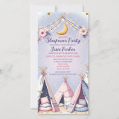 Teepee slaapfeest logeerpartij digitale uitnodigin save the date (Voorkant)