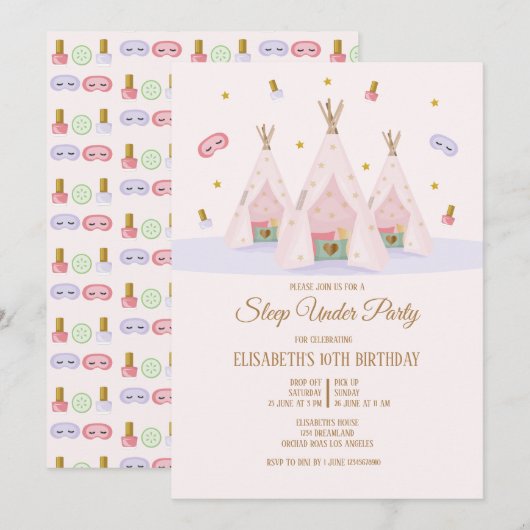 Teepee Sleep Under Birthday Party Kaart (Voorkant / Achterkant)