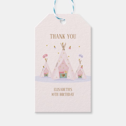 Teepee Spa Verjaardagsfeest Cadeaulabel (Voorkant)