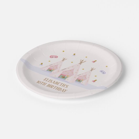 Teepee Spa Verjaardagsfeest Papieren Bordje (Gekanteld)