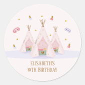 Teepee Spa Verjaardagsfeest Ronde Sticker (Voorkant)
