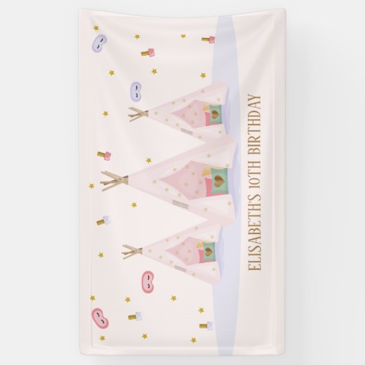 Teepee Spa Verjaardagsfeest Spandoek (Verticaal)
