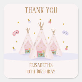 Teepee Spa Verjaardagsfeest Vierkante Sticker