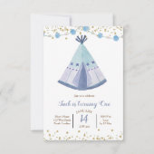 Teepee-stam-birthdayuitnodiging voor jongens kaart (Voorkant)