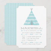 TeePee Tent Birthday Party Invite for Boy Kaart (Voorkant / Achterkant)