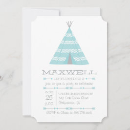 TeePee Tent Birthday Party Invite for Boy Kaart