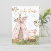 ** Teepee Tent Boho Fox Woodland Forest Kaart (Staand voorkant)