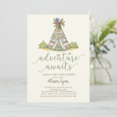 Teepee Tribal Baby shower Invitation Kaart (Staand voorkant)