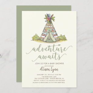 Teepee Tribal Baby shower Invitation Kaart