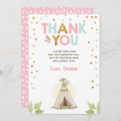 Teepee Tribal Boho Bedankt voor het meisje Roze (Voorkant / Achterkant)