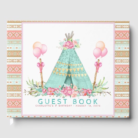 Teepee Verjaardagsfeest Gastboek Gastenboek (Voorkant)