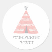 Teepee Verjaardagsfeestje Dank u Sticker (Voorkant)