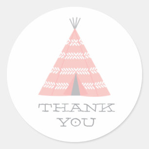 Teepee Verjaardagsfeestje Dank u Sticker